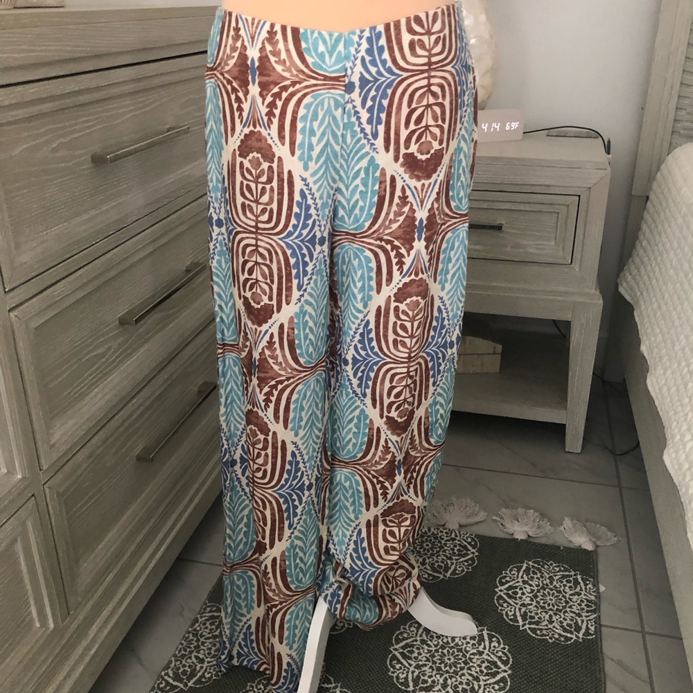 J. McLaughlin Blue and Brown Wide Leg Pants NEW